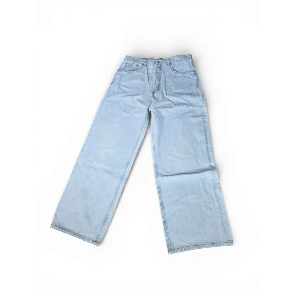 New with Tags ANINE BING Manon Jeans 31 Light Wash High Rise Wide Leg Button